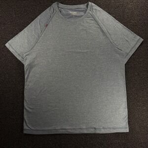 Rhone Reign Shirt Men's L Short Sleeve Training Blue Heather Performance Shirt